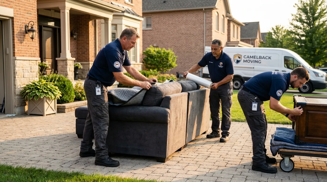Large estate moving crew wrapping furniture in Bennington, NE